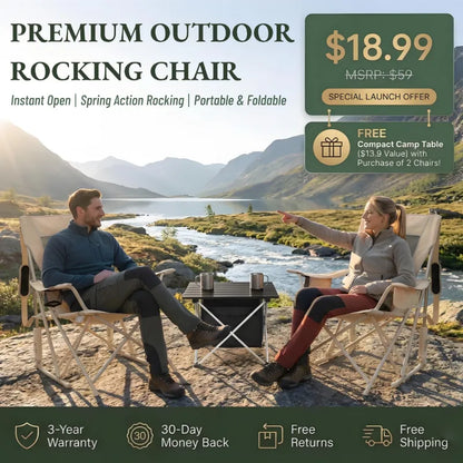 Breathable Outdoor Rocker: Gentle Rocking Motion, Compact Fold & Cup Holder