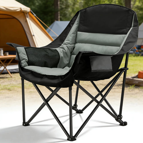 Oversized Folding Camping Chair, 400lbs Capacity with Side Pocket & Cup Holder