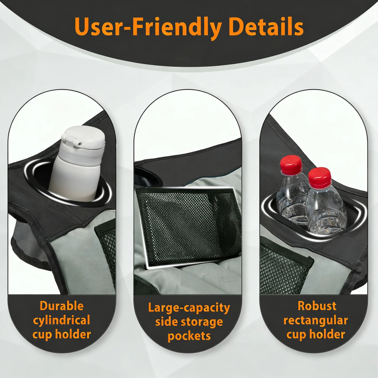 Oversized Folding Camping Chair, 400lbs Capacity with Side Pocket & Cup Holder