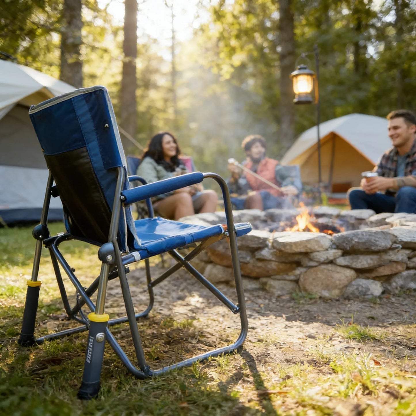 Folding Rocker with Cup Holder, Easy to Carry for Outdoor Camping & Relaxation