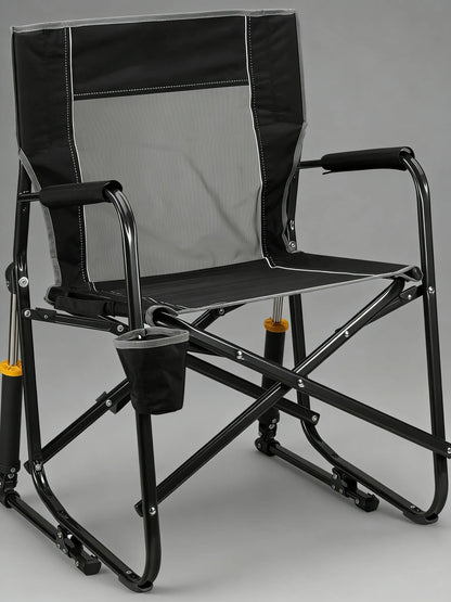 Folding Rocker with Cup Holder, Easy to Carry for Outdoor Camping & Relaxation