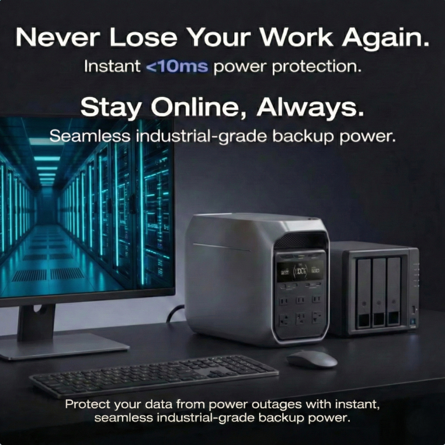 TerraForm Portable Power Station with 1800W AC Output & 10ms UPS Backup, Includes Free 400W Solar Panel