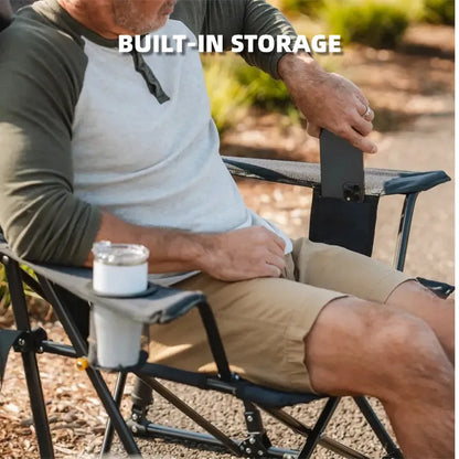 Breathable Outdoor Rocker: Gentle Rocking Motion, Compact Fold & Cup Holder