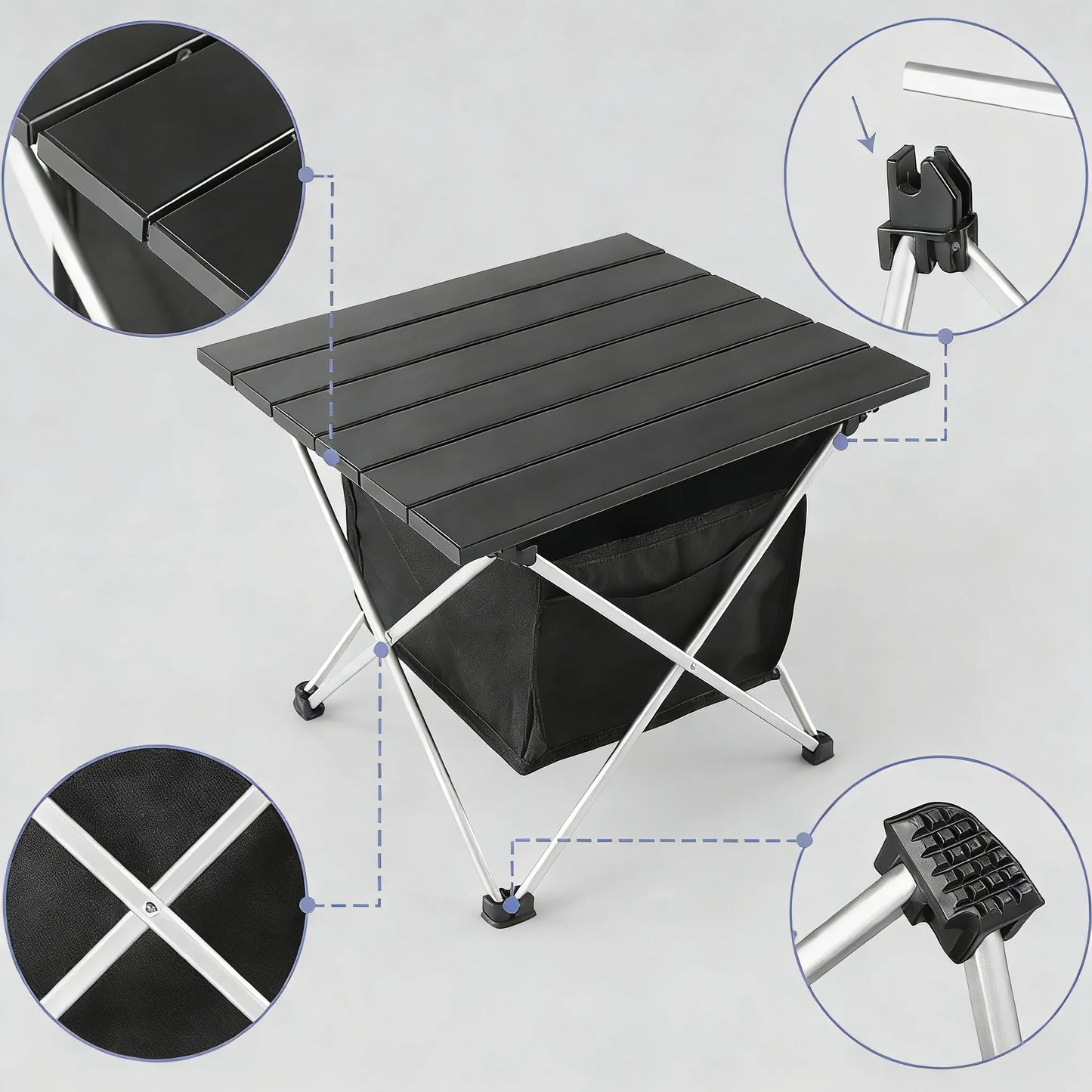 Ultralight Aluminum Folding Table with Bag, All-Purpose Outdoor Use