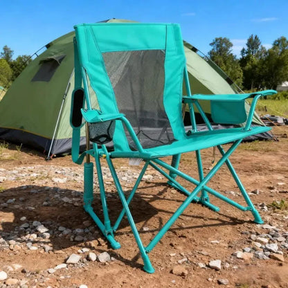 Breathable Outdoor Rocker: Gentle Rocking Motion, Compact Fold & Cup Holder