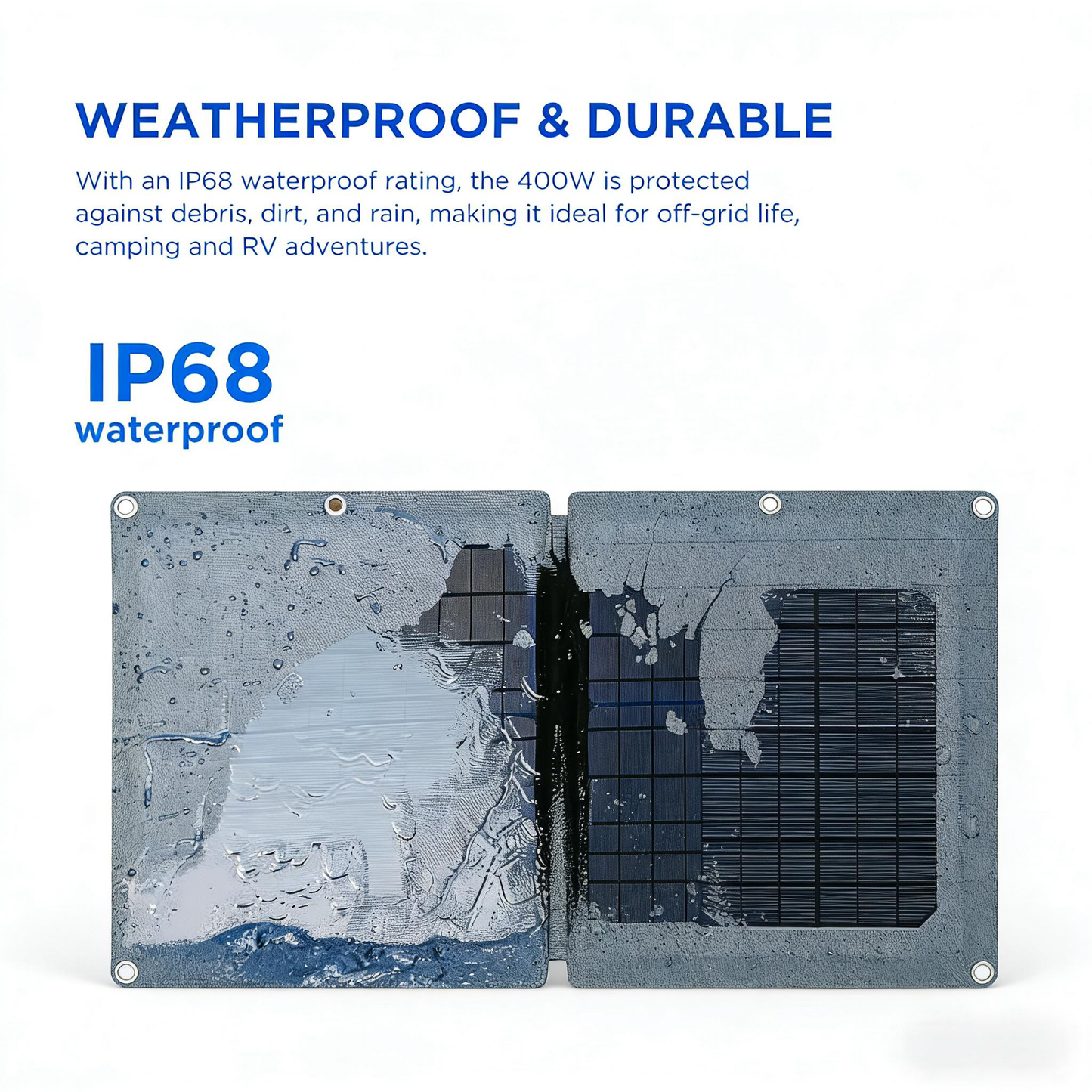 400W Portable Foldable Solar Panel, IP68 Waterproof with Dual-Purpose Case for Outdoor & RV Use