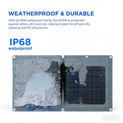 400W Portable Foldable Solar Panel, IP68 Waterproof with Dual-Purpose Case for Outdoor & RV Use